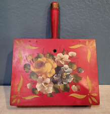 VTG Wooden crumb catcher box Red with Rosemaling / Toleware Cottagecore picture
