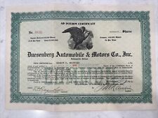 Duesenberg Automobile and Motors Co., Inc. - Ad Interim Certificate 1922 #4132 picture