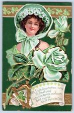 1911 ST PATRICK'S DAY MY IRISH ROSE EMBOSSED GREEN GOLD ANTIQUE POSTCARD picture