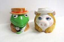 Vintage Sigma Tastesetter Muppet Mugs - Kermit and Miss Piggy - VGUC picture