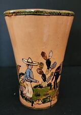 Beautiful Old Mexican Tlaquepaque Pottery Clay Large Mug Pictorial EXC picture