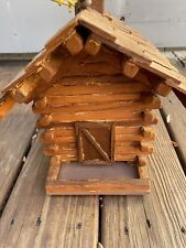 Birdhouse Feeder Cedar Shingled Log Cabin Top Loading With Funnel 10x8x8 picture