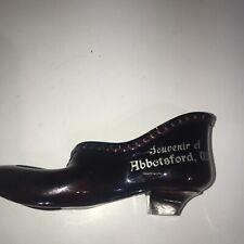 Circa 1905 Souvenir EAPG Ruby Flash Glass Shoe  Abbotsford ,wis. Vintage, Maroon picture