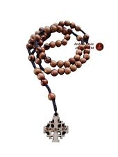 Authentic Olive wood rosary with jerusalem cross Hand made in Holy Land size35cm picture
