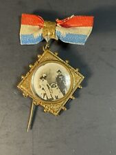 Antique Ribbon Pin With Dutch Queen Whilelmina Duke Henry & Juliana? picture