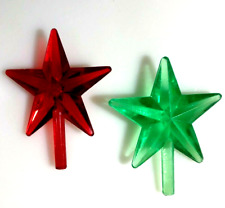Classic Ceramic Christmas Tree Star Red Green Medium Toppers Vintage NARCO picture