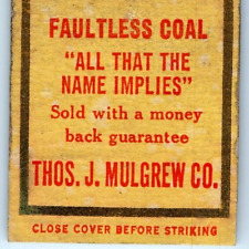 c1940s Dubuque, IA Thos. J. Mulgrew Co. Faultless Coal Matchbook Cover Iowa C36 picture