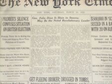 1922 MARCH 18 NEW YORK TIMES - GENERAL FELIX DIAZ SLAIN IN SONORA - NT 8319 picture
