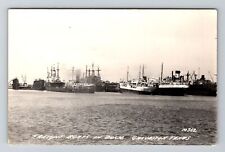 Galveston TX-Texas RPPC, Freight Boats in Dock Vintage Real Photo Postcard picture