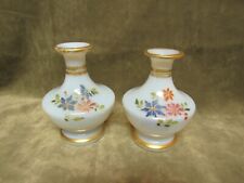 Circa 1890's Victorian French Opaline Glass Hand Painted Floral Perfume Vase Pr picture