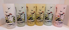 Vintage Libbey Pastel Satin Frosted Southern Belle Tumblers Set of 6 picture