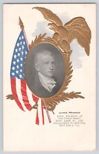 Postcard United States President James Monroe Patriotic Eagle Flag Antique picture