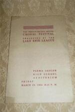 1954 CLEVELAND LAKE ERIE LEAGUE CHORAL FESTIVAL PARMA HIGH SCHOOL OHIO PROGRAM picture