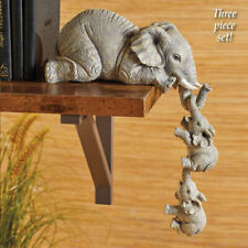 Resin Decorative Craft 3-piece Realistic Elephants Mother Hanging 2-Babies FigWR picture
