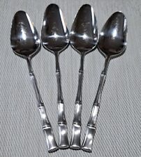 4 Supreme Cutlery Oval Soup Table Spoon Flatware Bamboo Stainless Japan MCM Vtg  picture