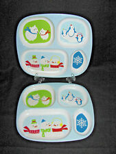 2 Child's Divided Meal Trays-Polar Bears, Penguins, Snowflakes and Snowmen picture
