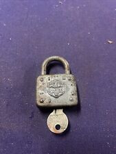 Vintage Embossed Lion Head Master Lock # 77 Padlock with Key USA- Works picture