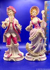 Vintage Porcelain CAPODIMONTE Man & Woman Figurines Parisian Colonial Style picture