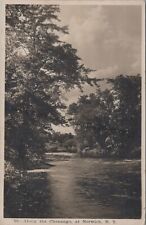 Norwich NY: RPPC Along the Chenango, vintage 1913 New York Real Photo Postcard picture