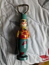 Vintage Wooden Clown Bottle Opener Figural Hand Painted picture