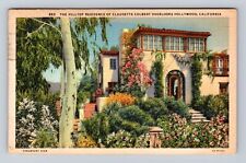 Hollywood CA-California, Home of Claudette Colbert, Vintage c1934 Postcard picture