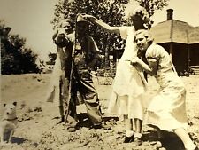 Af Photograph Snapshot Farm Holding Dead Snake Women Little Dog 1920-30's picture