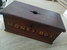 Antique handmade wooden 'Money Box' - 1800's - no key - Mahogany? picture