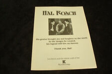 LAUREL AND HARDY with HAL ROACH 1892-1992 tribute ad Charley Chase, Our Gang picture
