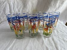 Vtg MCM hacienda SoCal mexican decal glasses x8 picture