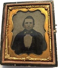 Antique Ambrotype Photo Of Gentleman Man Image On Glass Ornate Case No Cover 8 picture