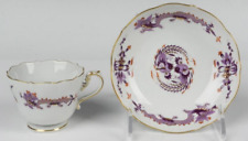 RARE Meissen Hand Painted  Purple / Lilac Court Dragon Demitasse Cup & Saucer picture