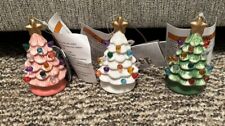 Target Wondershop Ceramic Retro Light Up Tree Christmas Ornament 2023 Set Of 3 picture