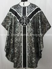 Black Silver gothic vestment,stole & 5pc mass set Gothic chasuble,casula,casel picture
