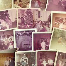 Vintage Color Photo Lot of 20 Christmas Day Holiday Family Trees Decorations picture