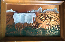 Vintage Covered Wagon Wall Art Copper Relief - Western Art 15
