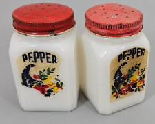 2 Vintage 1940's Milk Glass Pepper Shakers~Cornicopia~Farmhouse~Cottage~3
