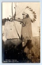 Ottawa Indian Native American Harbor Springs MI Bow Arrow RPPC Postcard c.1930 picture
