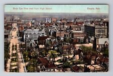 Omaha NE-Nebraska, Aerial East From High School, Antique Vintage Postcard picture