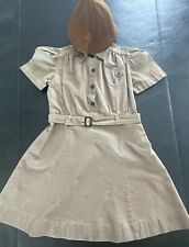 REDUCED RARE Vintage 1944-47 BROWNIE Girl Scout UNIFORM DRESS-HAT-BUTTON SIDE picture
