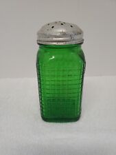 Vintage Green Depression Glass Salt or Pepper Shaker, Owens-Illinois, Waffle picture