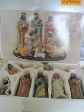 JC Penney Hand Painted Nativity Set PEACE w/ Box GUC Complete picture