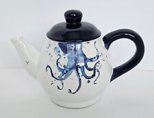 Blue Octopus Ceramic Teapot 4 Cup Collectible Kitchen Home Décor Handmade picture