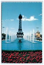 Postcard Kings Island Amusement Park Flowers Fountains Eiffel Tower UNP picture