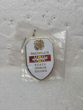 VFW Michigan State Honor Guard Shield Enamel Lapel Pin 1995-1996 Gold Toned picture