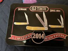 Schrade Old Timer 2014 Limited Edition Yellow Gift Set In Collectors Tin NEW picture