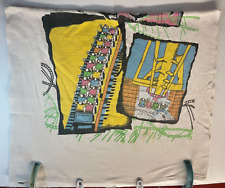 Vintage 80s Six Flags Theme Parks Roller Coaster Beach Towel Graphic Made in USA picture