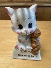 Vintage 1979 Russ Berrie Co.Ceramic Cat Kitten I Think Your Special Figurine picture