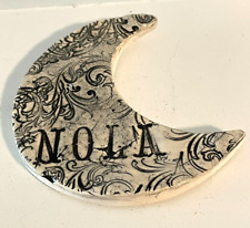 Ceramic  Crescent Moon  wall hanging  Lucky Nola by  Reagan Robinson Signed picture