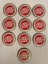 VINTAGE Lot of 10 LUCKY STRIKES AGAIN ADVERTISING CIGARETTE PINBACK PINS 1970'S picture