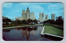 Houston TX-Texas, City Hall And Skyline, Antique, Vintage Souvenir Postcard picture